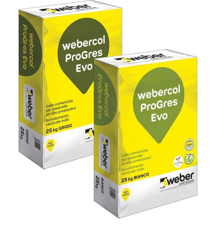 Colla per interni ed esterno Webercol Progres Evo Grigio 25kg