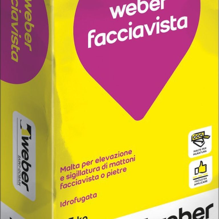 Malta idrofugata da muratura faccia a vista di classe M5-Weber Facciavista giallo siena(25kg)