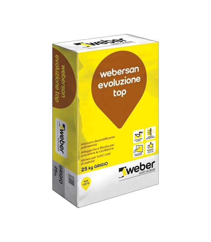 Intonaco da risanamento Webersan evoluzione top,25kg,grigio
