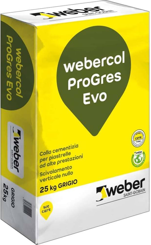 Colla per interni ed esterno Webercol Progres Evo Grigio 25kg