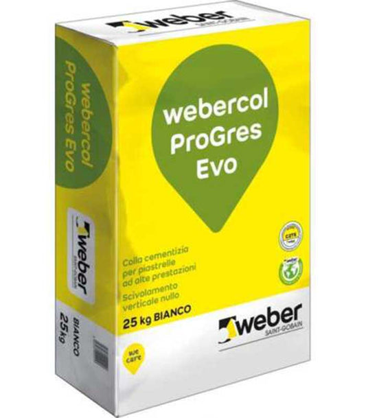Colla per interni ed esterno Webercol Progres Evo Bianco 25kg
