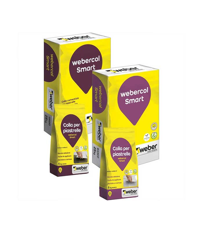 Adesivo cementizio a scivolamento verticale nullo Webercol smart bianco 5kg(4 conf da 5kg)