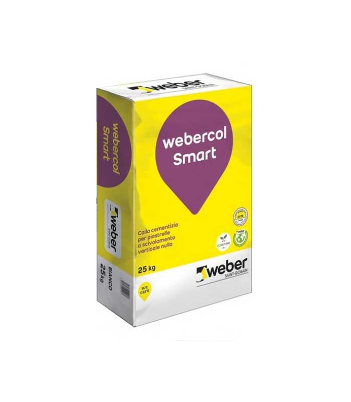 Adesivo cementizio a scivolamento verticale nullo Webercol smart bianco 5kg(4 conf da 5kg)