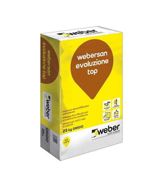 Intonaco da risanamento Webersan evoluzione top,25kg,grigio